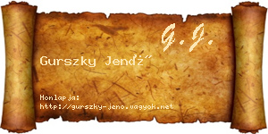 Gurszky Jenő névjegykártya